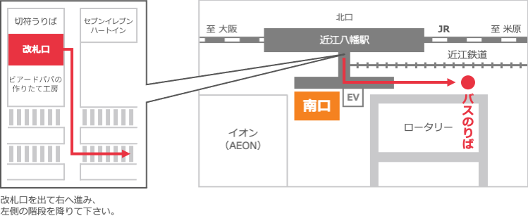 電車（JR近江八幡駅）でお越しの方