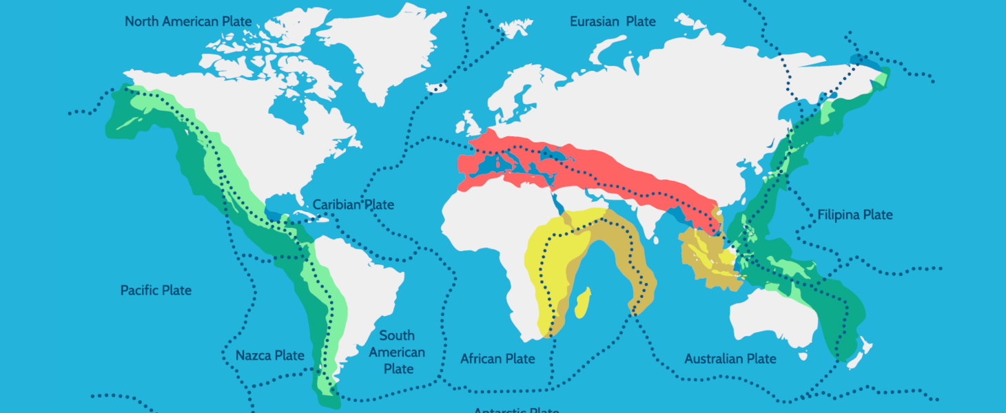 mapa de terremotos por Shutterstock