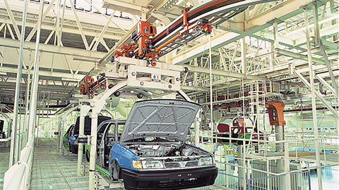 自動車生産ラインにおける当社、搬送システム技術の変遷
