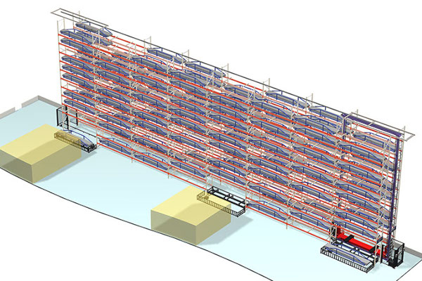 AS/RS with rack side conveyors